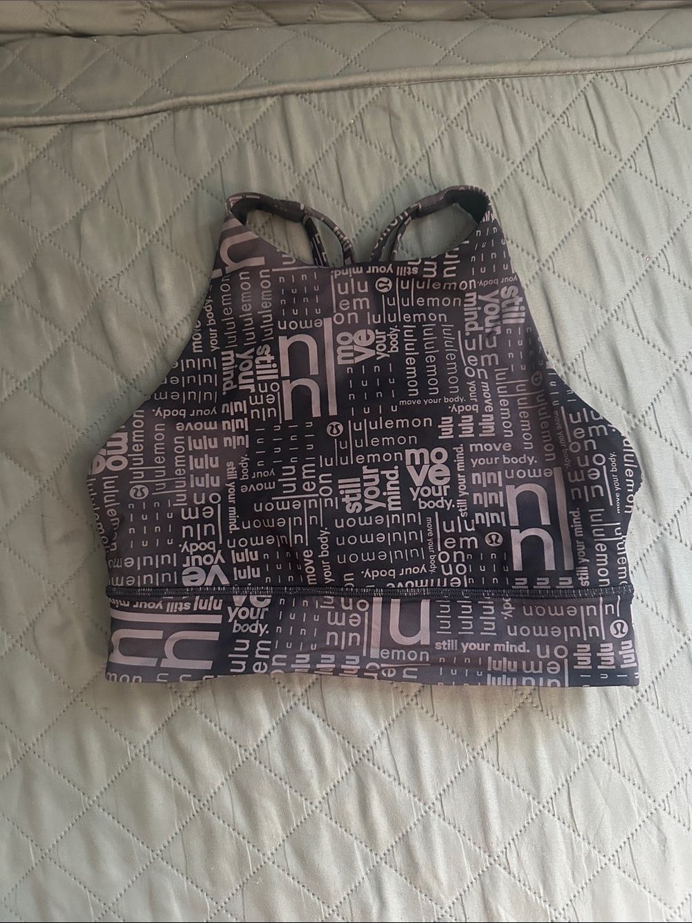 lululemon athletica Black Logo-Print Strappy Sports Bra